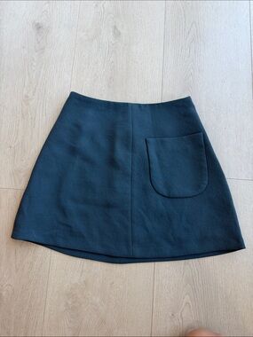 Wilfred Teal A-Line Mini Skirt with Front Patch Pocket